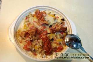 奶香肉肠烤米饭的做法步骤:13