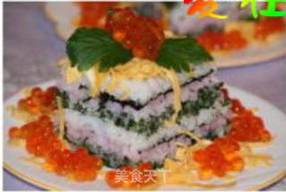 五彩寿司蛋糕的做法步骤：10