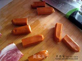 培根黑胡椒热狗卷的做法步骤:2