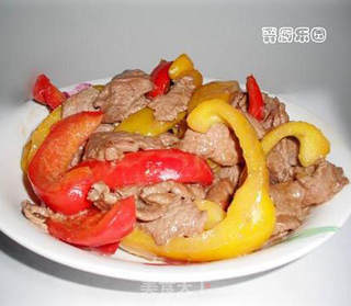 香嫩彩椒爆牛肉的做法步骤：8