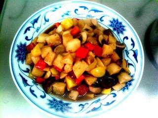 瑶柱鲍鱼汁烧双孢菇口蘑山药的做法步骤：13
