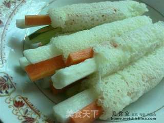 竹荪三色棒的做法步骤:3