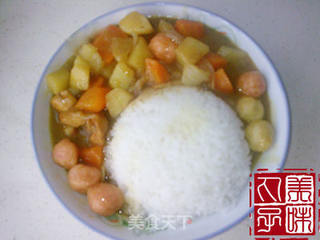 咖喱丸子鸡肉饭的做法步骤：6