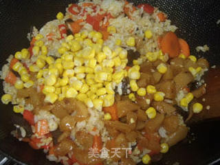 蚝油杂蔬炒饭的做法步骤：10