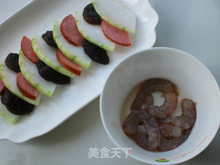 蚝油虾球三鲜蒸的做法步骤:3