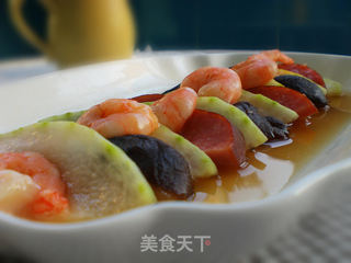 蚝油虾球三鲜蒸的做法步骤:7