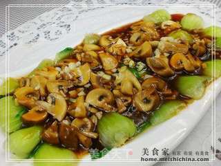 上汤双孢菇扒油菜的做法步骤:10