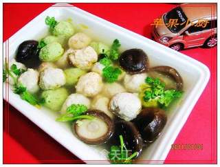 团团圆圆——菇香三彩鸡丸的做法步骤:9
