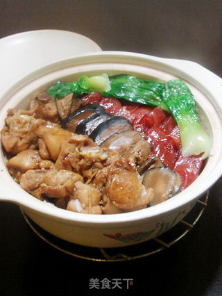 别拦着我,我今天来个二大的——北菇滑鸡腊味饭 (港式煲仔饭)的做法步骤:11