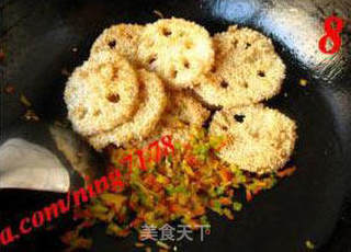 咸酥芝麻藕片的做法步骤:8