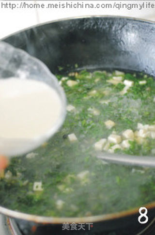 【三鲜荠菜豆腐羹】鲜嫩味美——春季排毒养生你喝什么汤?的做法步骤:8