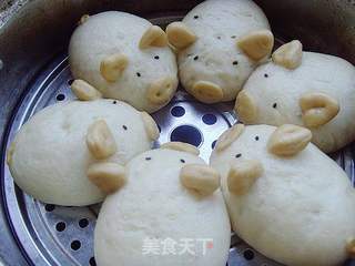小猪豆沙包的做法步骤:15