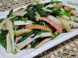 菠菜炒蟹棒的做法步骤：12