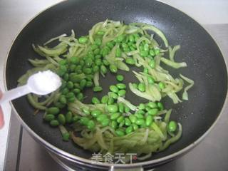 瓜皮肉丝炒毛豆的做法步骤：6