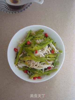 鲜黄花拌金针菇的做法步骤:7