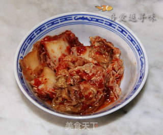 咸肉泡菜炒豆腐的做法步骤：3
