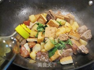 豆腐干烧肉的做法步骤:6