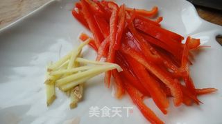 茭白肉丝炒毛豆的做法步骤：4