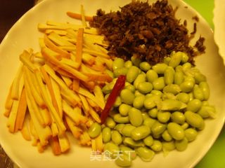 香干肉絲毛豆的做法步骤：2