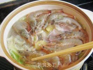 粉丝白菜大虾煲的做法步骤:7