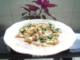 香菜肉末豆腐的做法步骤：12
