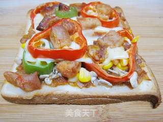 【DIY新奥尔良烤肉披萨】小文子出品~~【鸡肉吐司披萨】的做法步骤:11