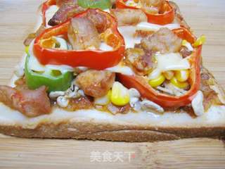 【DIY新奥尔良烤肉披萨】小文子出品~~【鸡肉吐司披萨】的做法步骤:12
