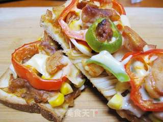 【DIY新奥尔良烤肉披萨】小文子出品~~【鸡肉吐司披萨】的做法步骤:14