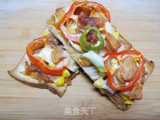 【DIY新奥尔良烤肉披萨】小文子出品~~【鸡肉吐司披萨】的做法步骤:13