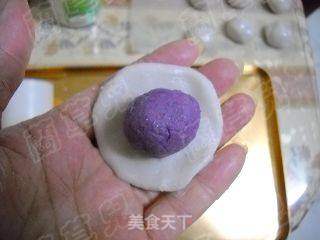 椰香紫薯芝麻冰皮的做法步骤：10
