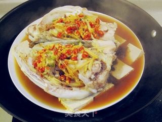 剁椒豆腐蒸大鱼头的做法步骤:13