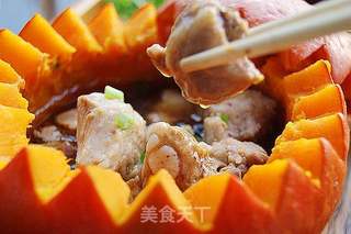 南瓜豉汁蒸排骨的做法步骤:7