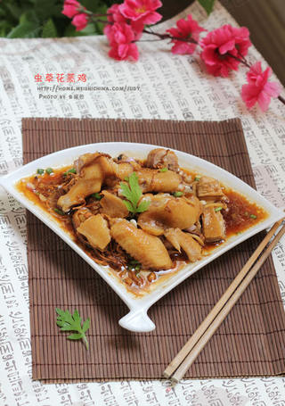 不寒不燥,冬季进补好选择---虫草花蒸鸡的做法步骤:8