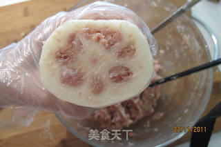 私家肉馅藕的做法步骤:5