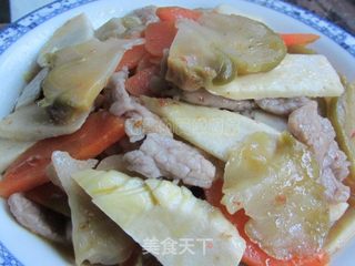 榨菜冬笋炒肉片胡萝卜的做法步骤：14