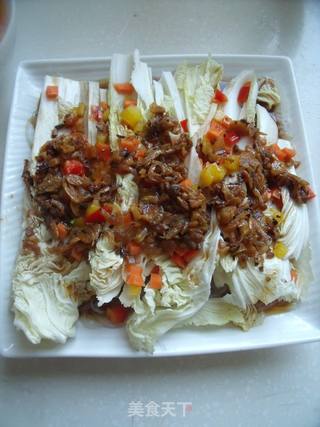 丝丝入味素菜也能很出彩----蒜香粉丝蒸白菜的做法步骤:10