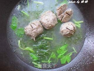 牛筋丸海发菜汤的做法步骤:6