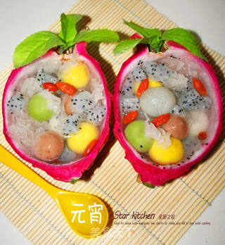 【让你吃得难忘的汤圆】炫彩银耳水果汤圆的做法步骤:16