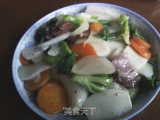 腊味时蔬炒年糕的做法步骤:3