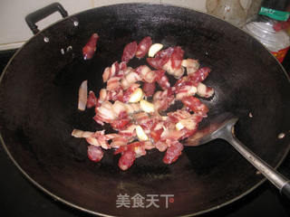 芥蓝炒腊味的做法步骤:7