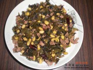 肉末雪里蕻炒黄豆的做法步骤:7