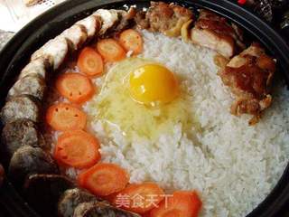 【塔吉锅】鸡腿腊肠煲仔饭的做法步骤:13