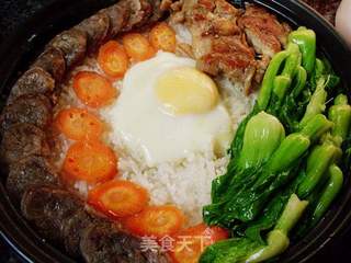 【塔吉锅】鸡腿腊肠煲仔饭的做法步骤:14
