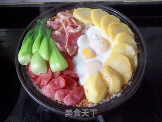 【培根香肠煲仔饭】的做法步骤：12