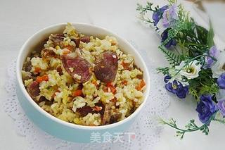 香肠胡萝卜蛋炒饭的做法步骤：7