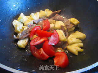 菠萝番茄炒牛肉的做法步骤:5