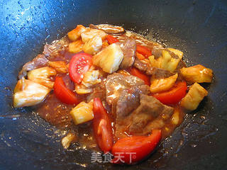 菠萝番茄炒牛肉的做法步骤:7