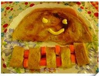健康早餐—笑脸火腿蛋饼的做法步骤:6