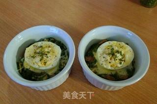 健康早餐— 菠菜奶酪小盅蛋 Gratin d'épinards à l'oeuf的做法步骤:13