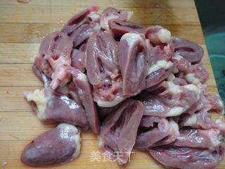 孜然鸡心的做法步骤：1